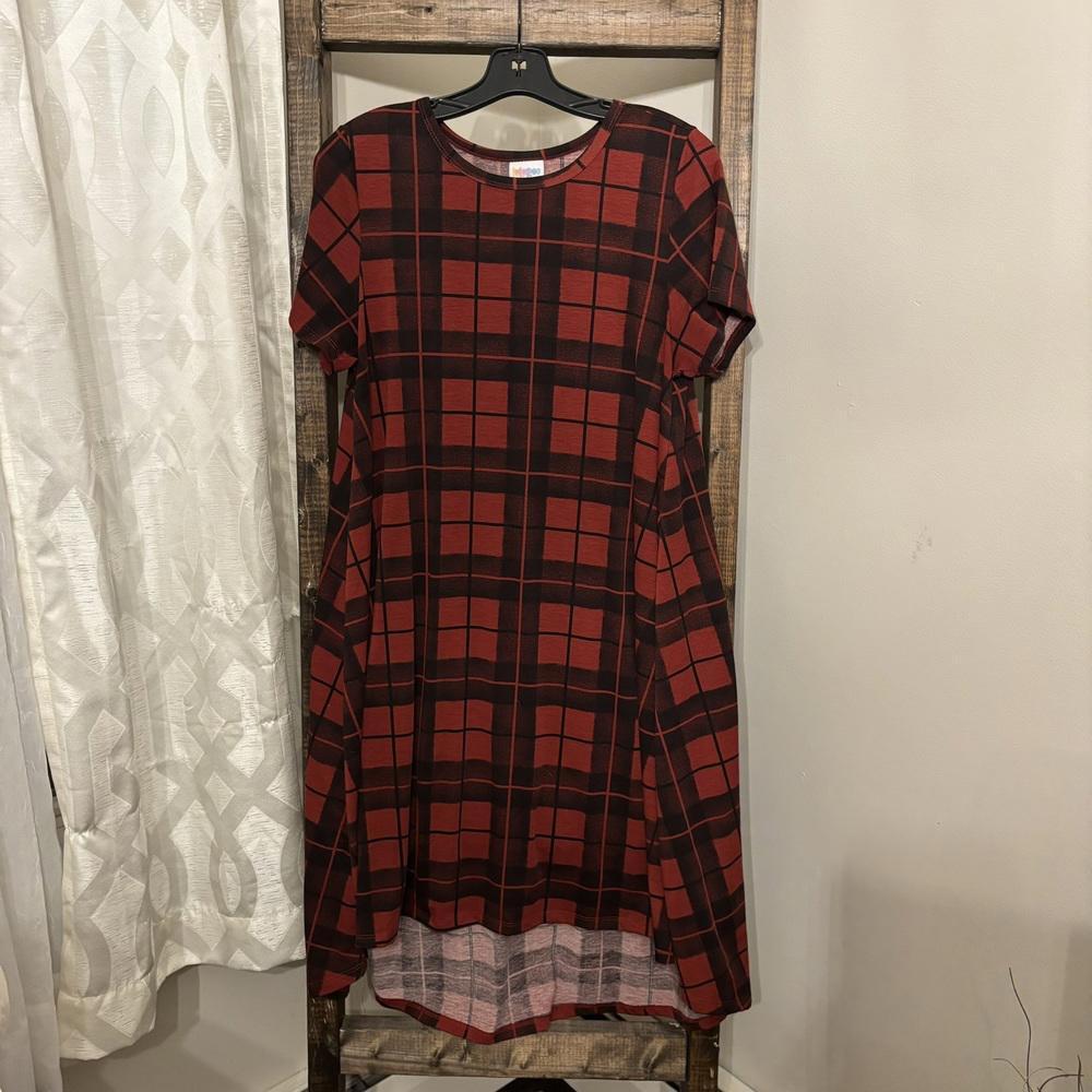 LuLaRoe Carly Red & Black Buffalo Plaid Dress